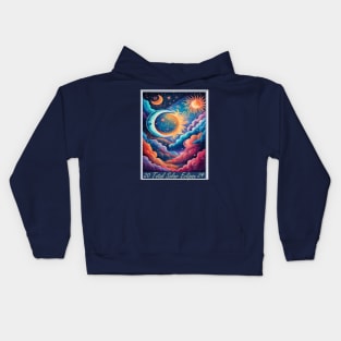 Solar Total Eclipse 2024 Starry Graphic Design Kids Hoodie